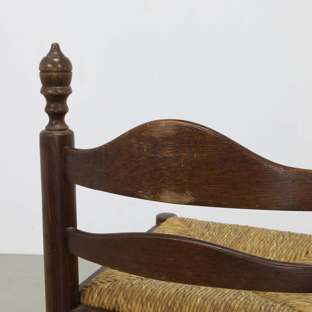 4x Vintage Bar Stool in Wood and Rush, 1970s