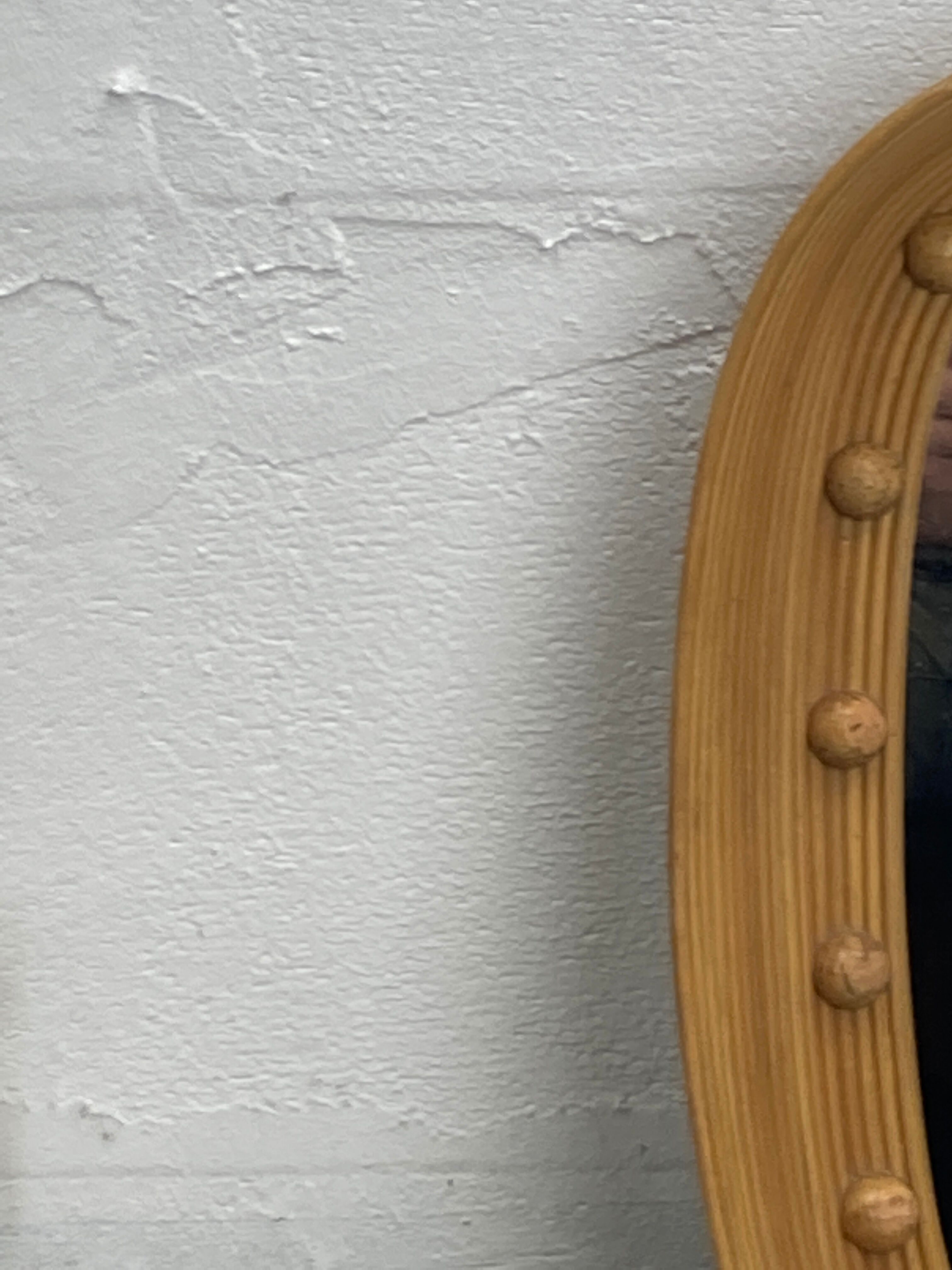Pencil reed rattan bamboo mirror, Italy 1960s