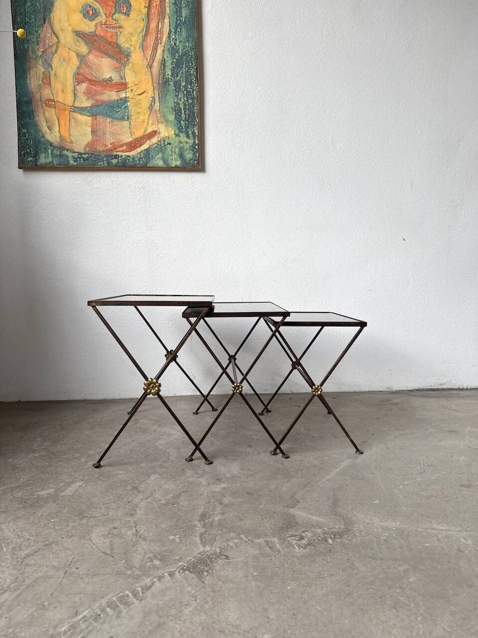 Adnet 1950s nesting tables trio