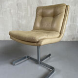 Raphaël, paire de chauffeuses en cuir et inox, france 1970