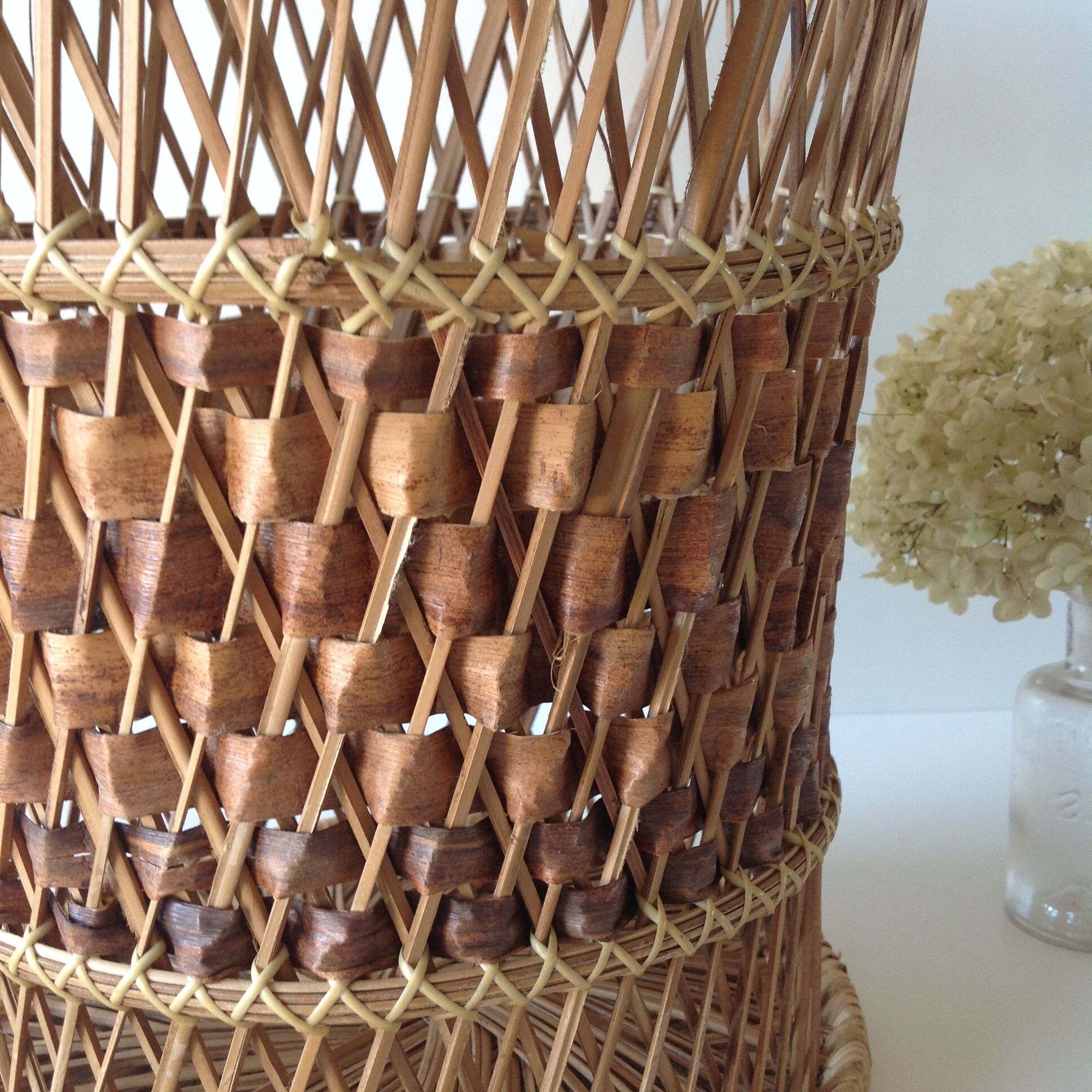 Wicker wastebasket