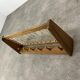 Vintage wooden wall coat rack with 6 hooks, chalet style.