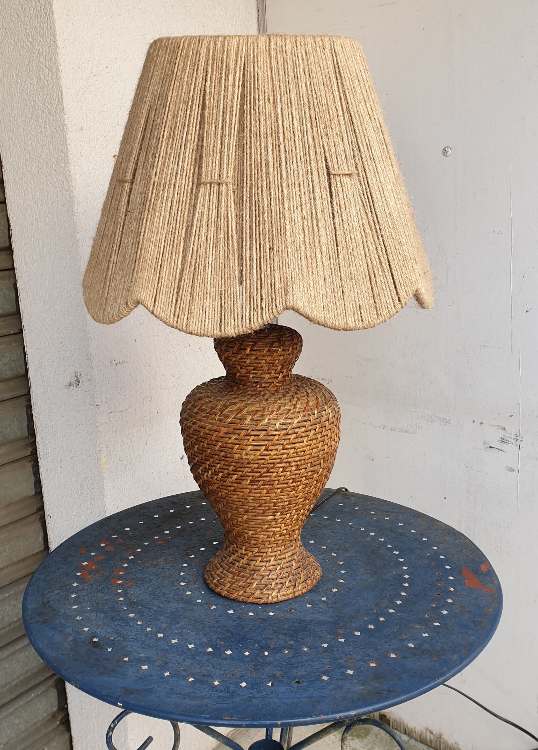 Vintage woven rattan lamp
