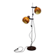 Adjustable double floor lamp in "Space Age" style, Hungarian from the 1970s, in orange and chrome brown.