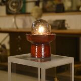 Red ceramic table lamp by Guillerme and Chambron 1980s