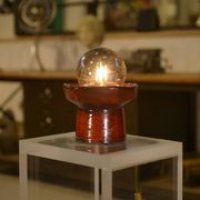 Red ceramic table lamp by Guillerme and Chambron 1980s