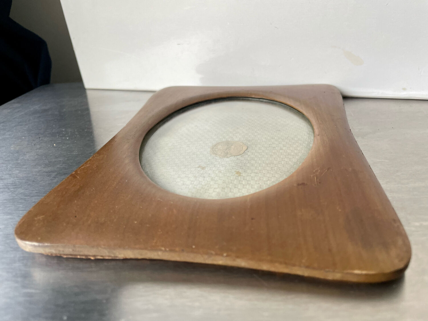 Antique  art deco mahogany wooden frame measurements 20 cm x 14.5 cm  convex glass