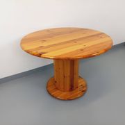 Table à manger ronde scandinave vintage en pin des années 60 70