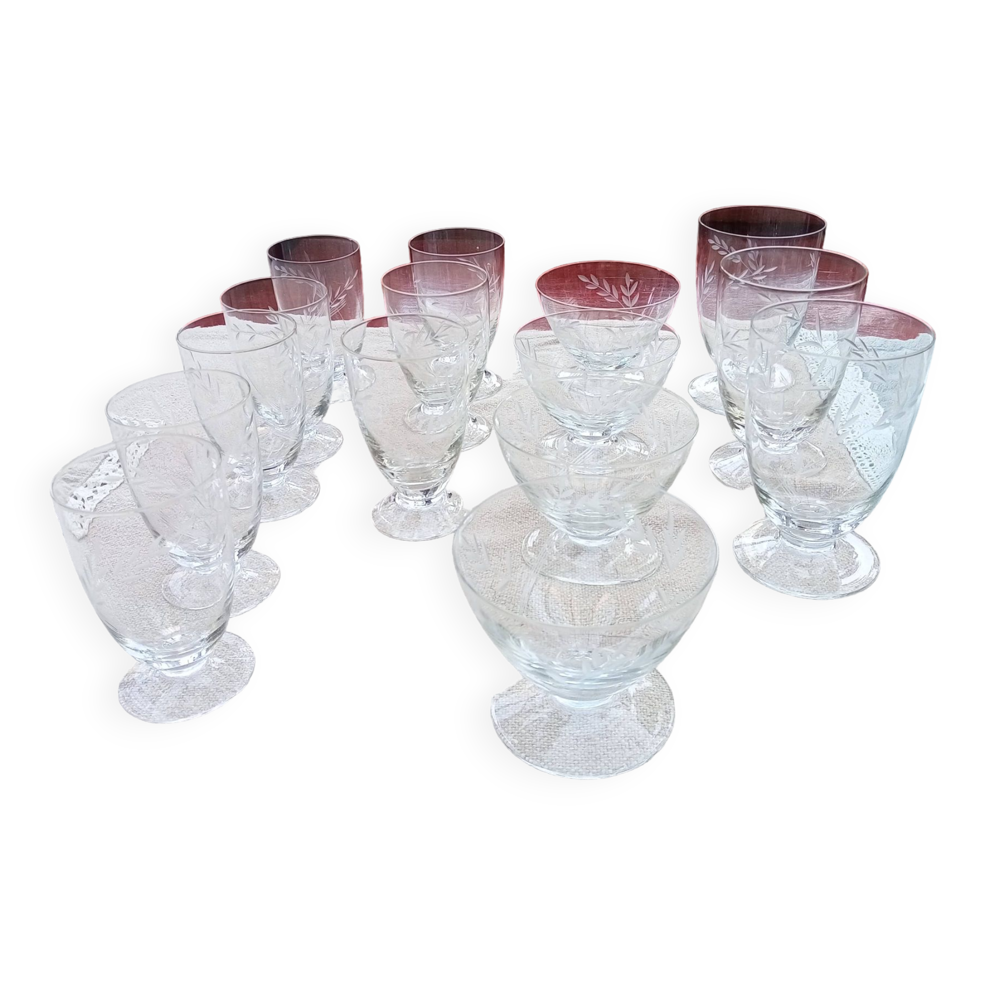 Set of 15 old glasses from the 40s