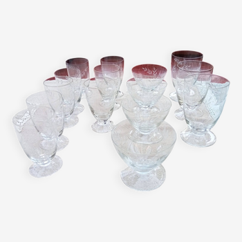 Set of 15 old glasses from the 40s