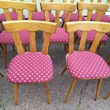 Set of 20 vintage wooden bistro chairs with cushions, year 7
