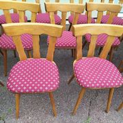Set of 20 vintage wooden bistro chairs with cushions, year 7