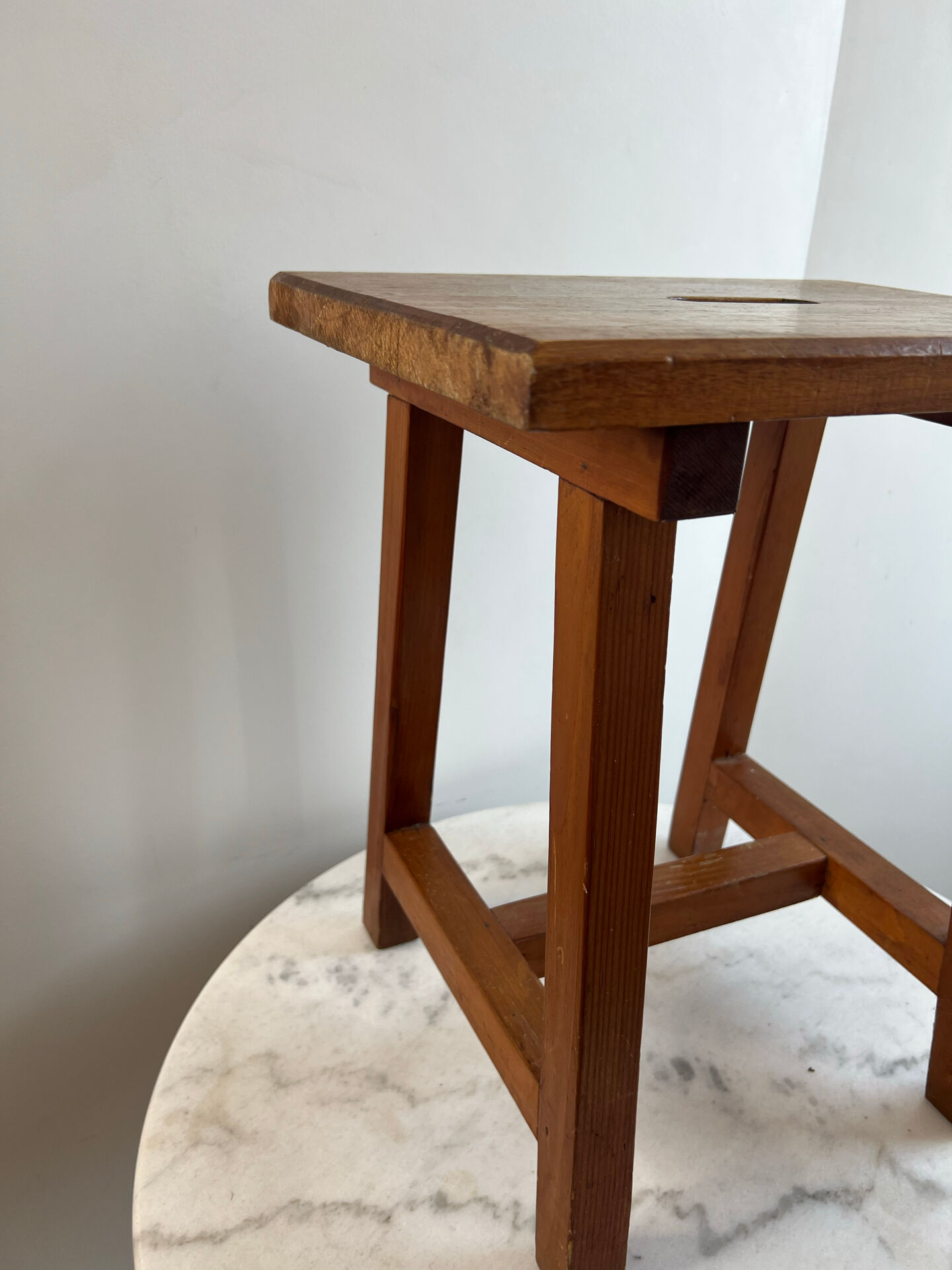 Scandinavian stool solid wood — Rectangular seat, square legs