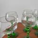 Set of vintage white wine glasses – twisted green stem engraved
