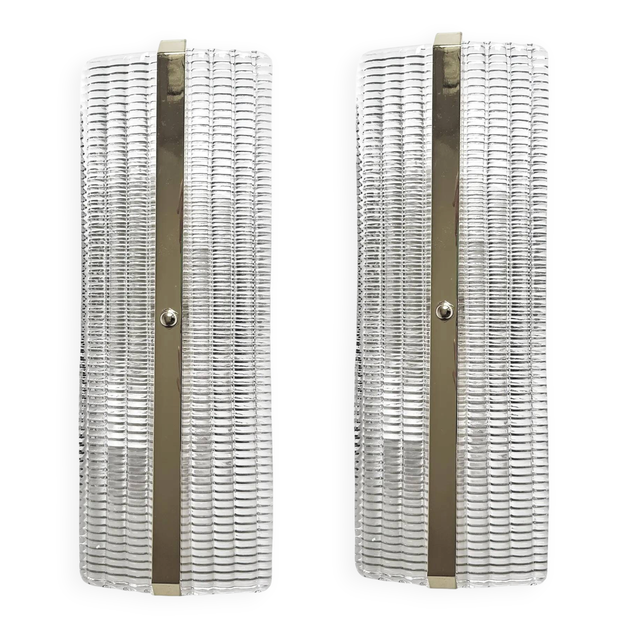 Modern Rectangular Murano Glass Wall Sconce Set with Chrome Finish