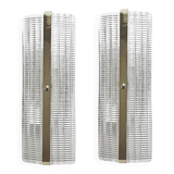 Modern Rectangular Murano Glass Wall Sconce Set with Chrome Finish