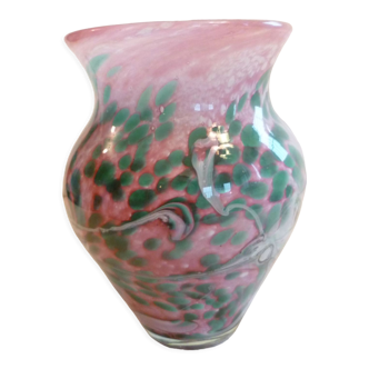 Vase in multilayer glass paste Biot signed Arnold