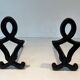 Pair of Cast Iron Chenets with Figurative Anthropomorphic Silhouette, by Raymon