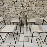 Set of 4 vintage stackable chairs 1980