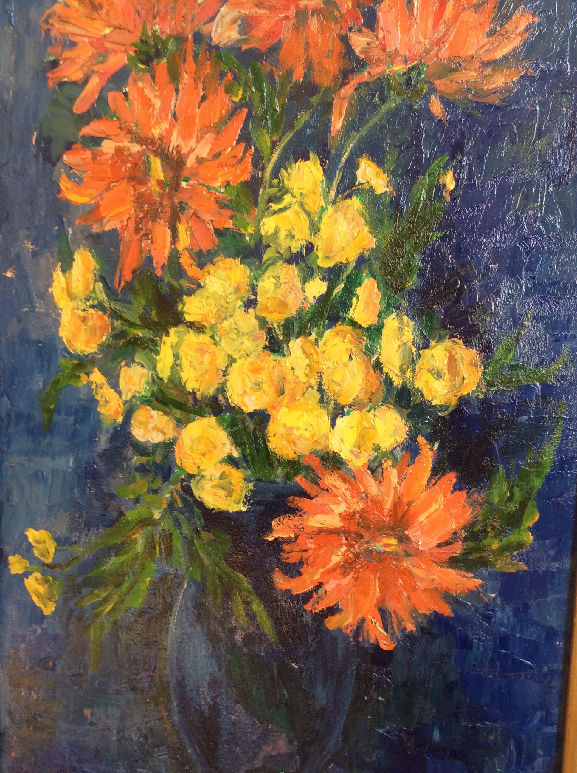 Tableau fleurs huile sur toile, XXème siècle.
