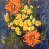 Tableau fleurs huile sur toile, XXème siècle.