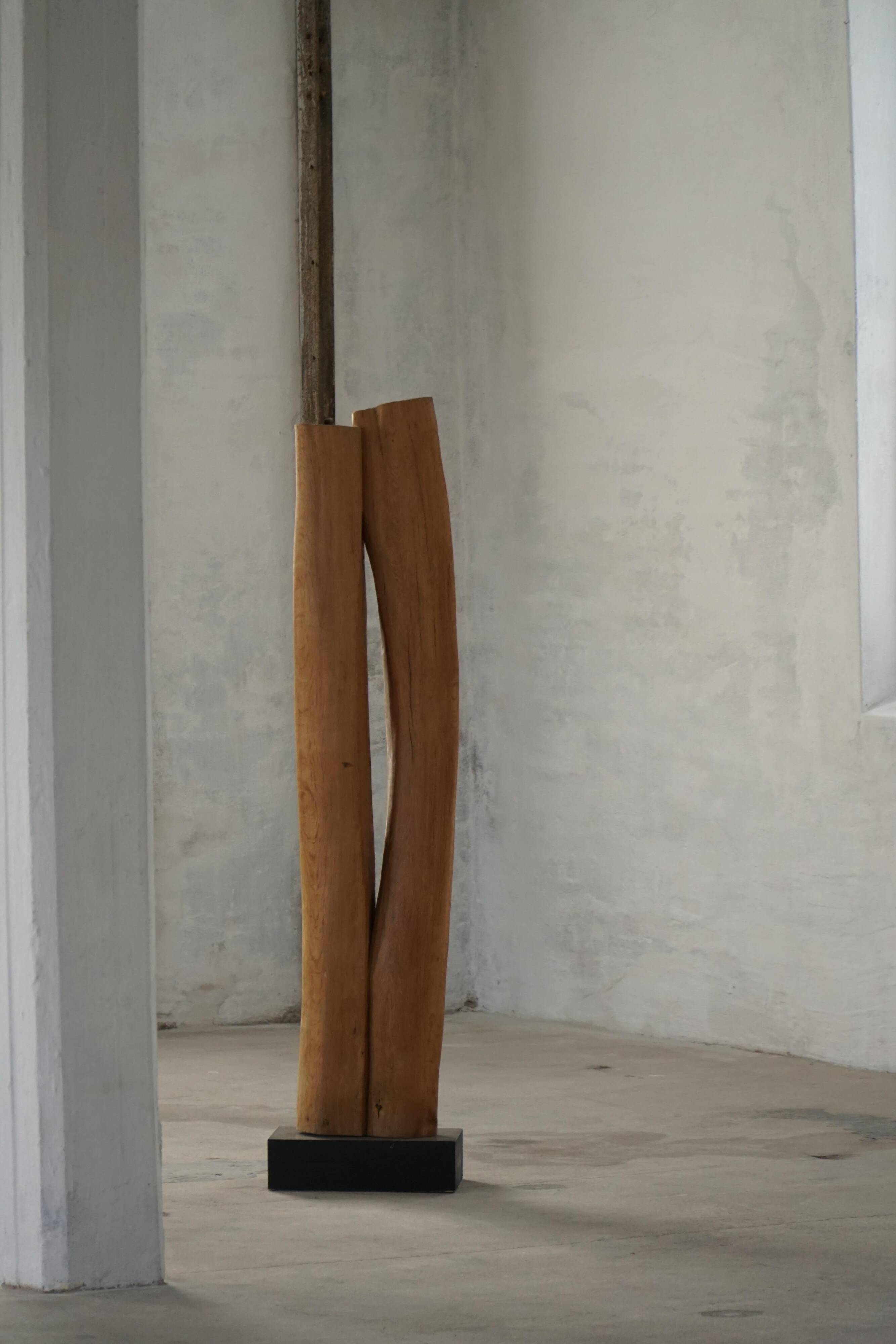Large Wooden Sculpture "Joy" by Ole Wettergren, Modern Danish, 1980s