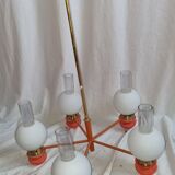 Lustre 5 feux 1970 opaline