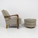 Pair of Art Deco armchairs and two poufs in walnut - 1930-1940
