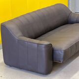 Black leather 3-seater sofa by De Side, from 1970's model 44