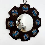 Modernist wood and enamel mirror by J. Capo Esmaltes, Spain, 1970s