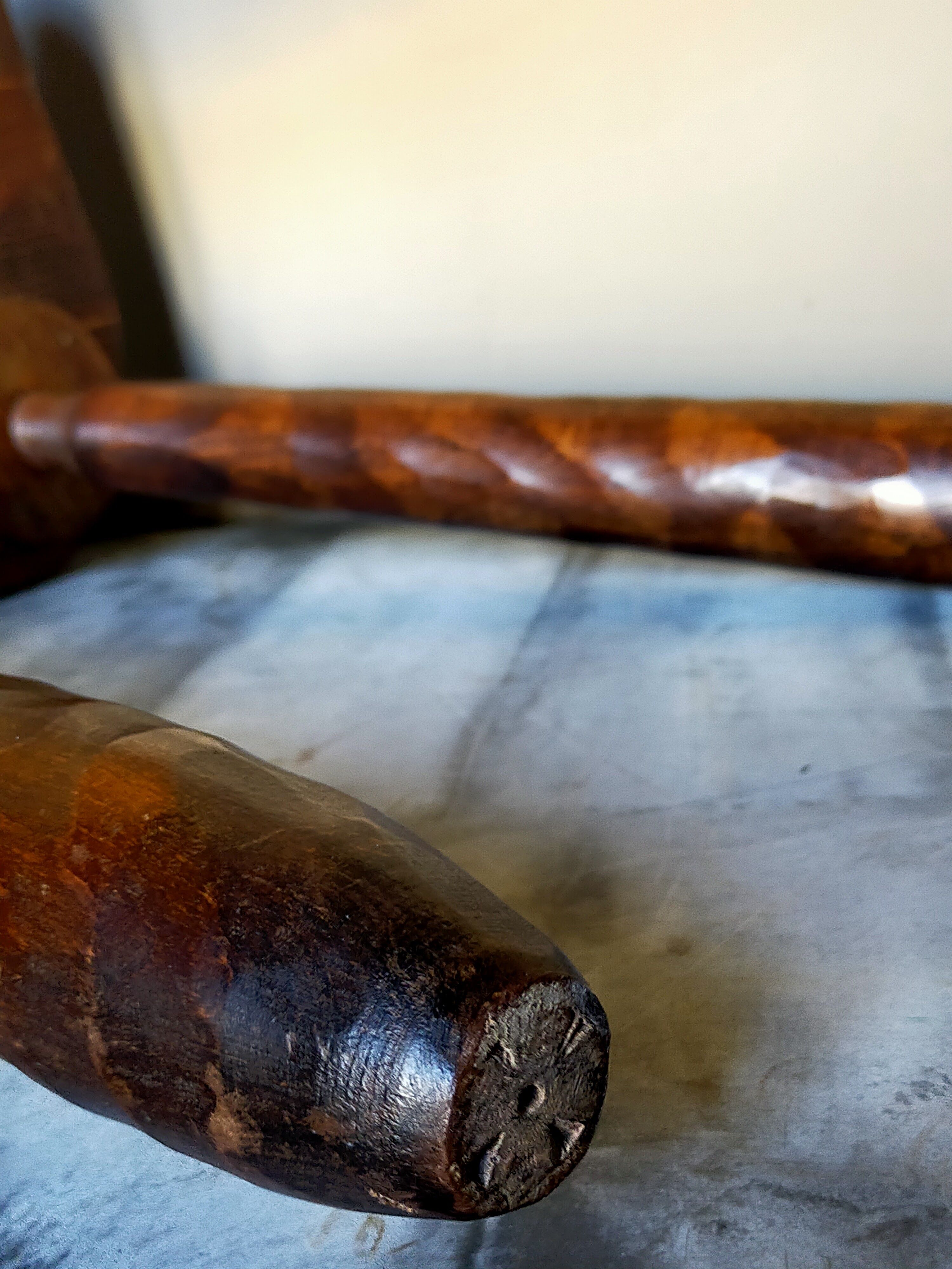 Vintage tripod stool form free feet solid wooden rockets
