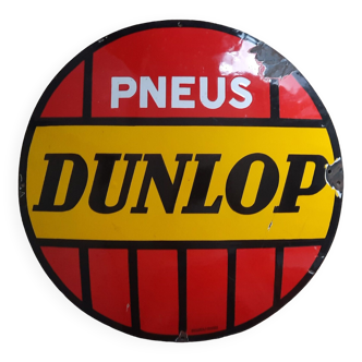Ancienne plaque émaillée "Pneus Dunlop" 48cm 50's