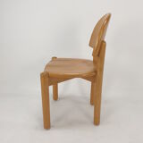 Set of 4 oak wood dining chairs, 1980s