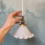 Tulip lamp in opaline and brass