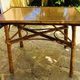 Vintage coffee table in wicker and formica