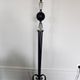 1950s floor lamp - wrought iron, gilded brass, and Sèvres crystal