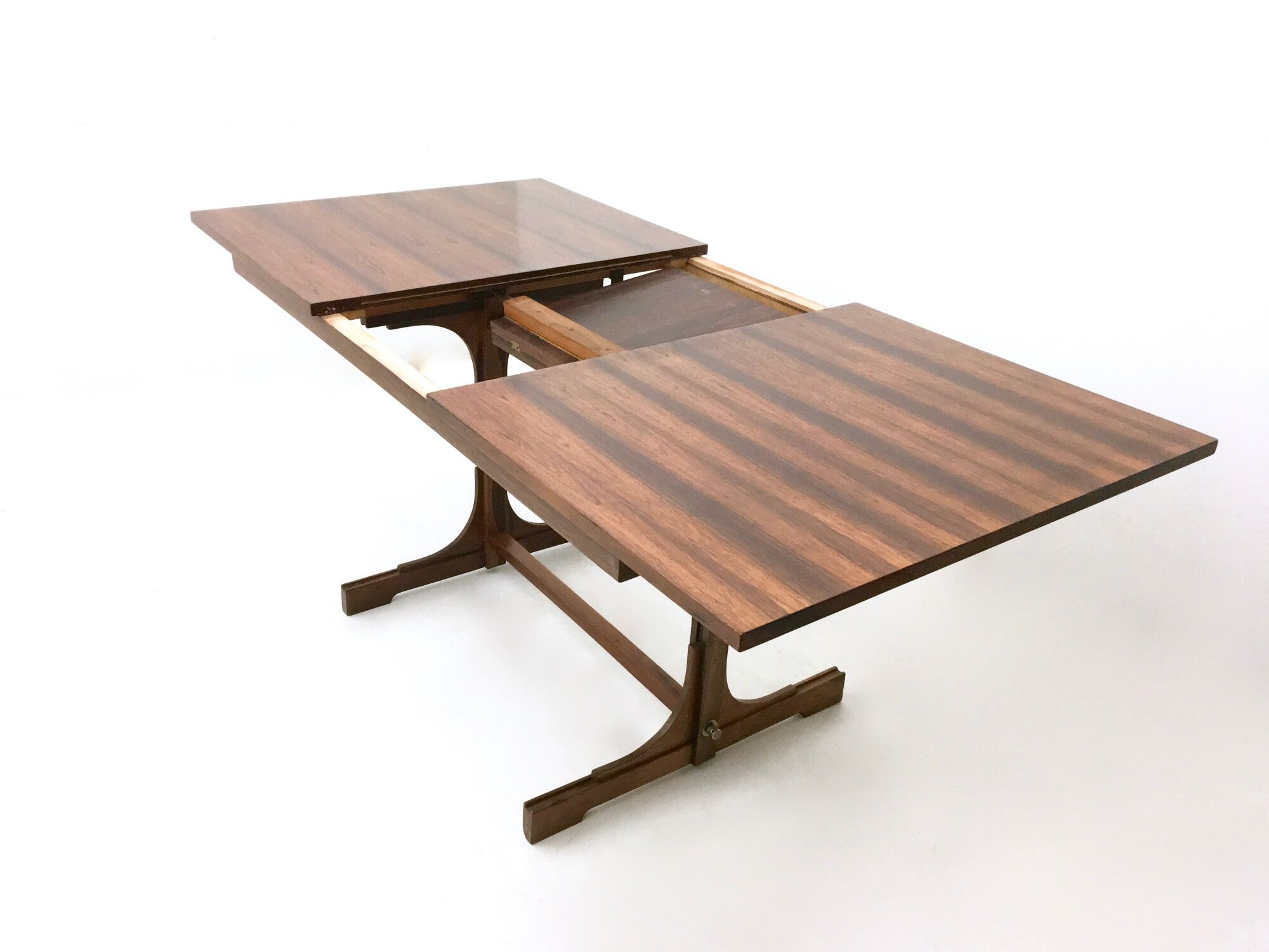 Midcentury rectangular wooden extendible dining table, italy 1960s