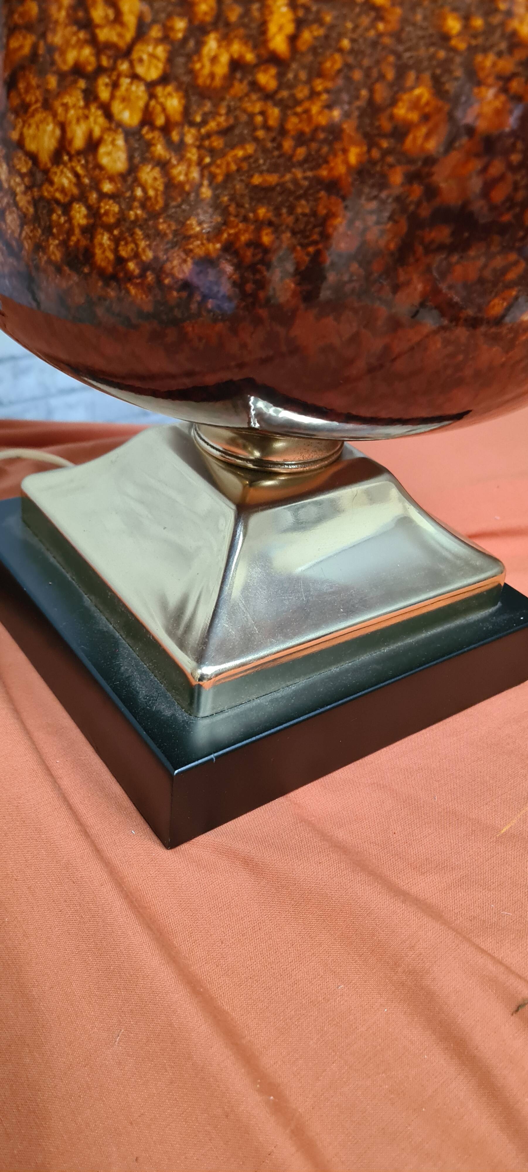 Lampe en céramique, abat-jour en parchemin, 1970