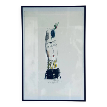 Lithographie originale « Clown Blanc » d'Herbert Leupin, 1964