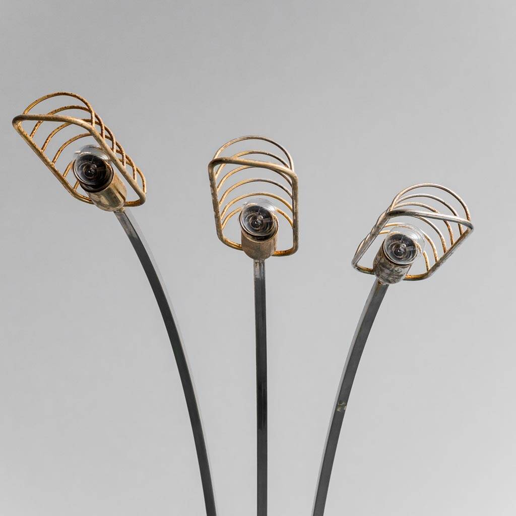 70s vintage modern antique 3-light floor lamp