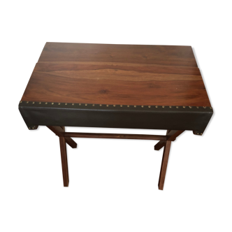 Exotic wood secretary with leather return and copper nailing
