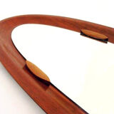 Design mirror with frame in teak, 50s - 140x30cm