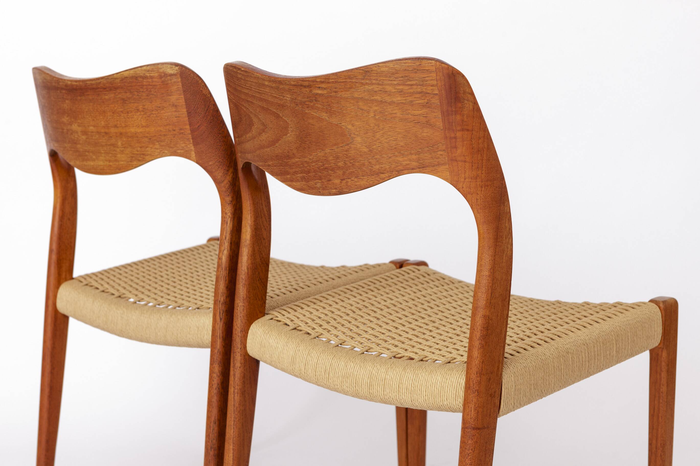 4 Niels Otto Moller Chairs, Model 71, Teak, 1950s, Danish
