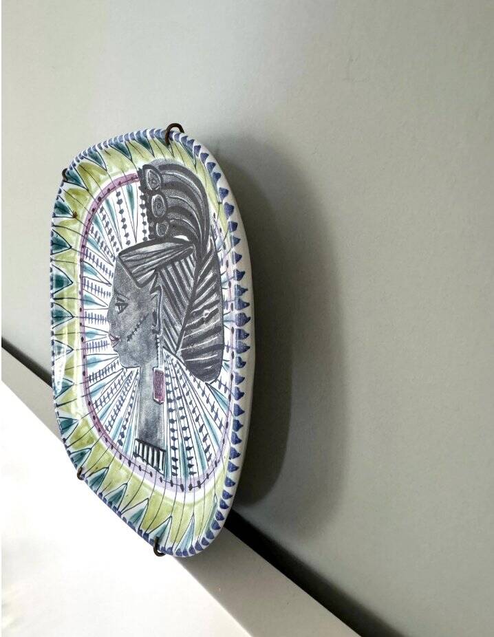 Face illustration ceramic bowl by Jane Wåhlstedt, Sweden, 1960s