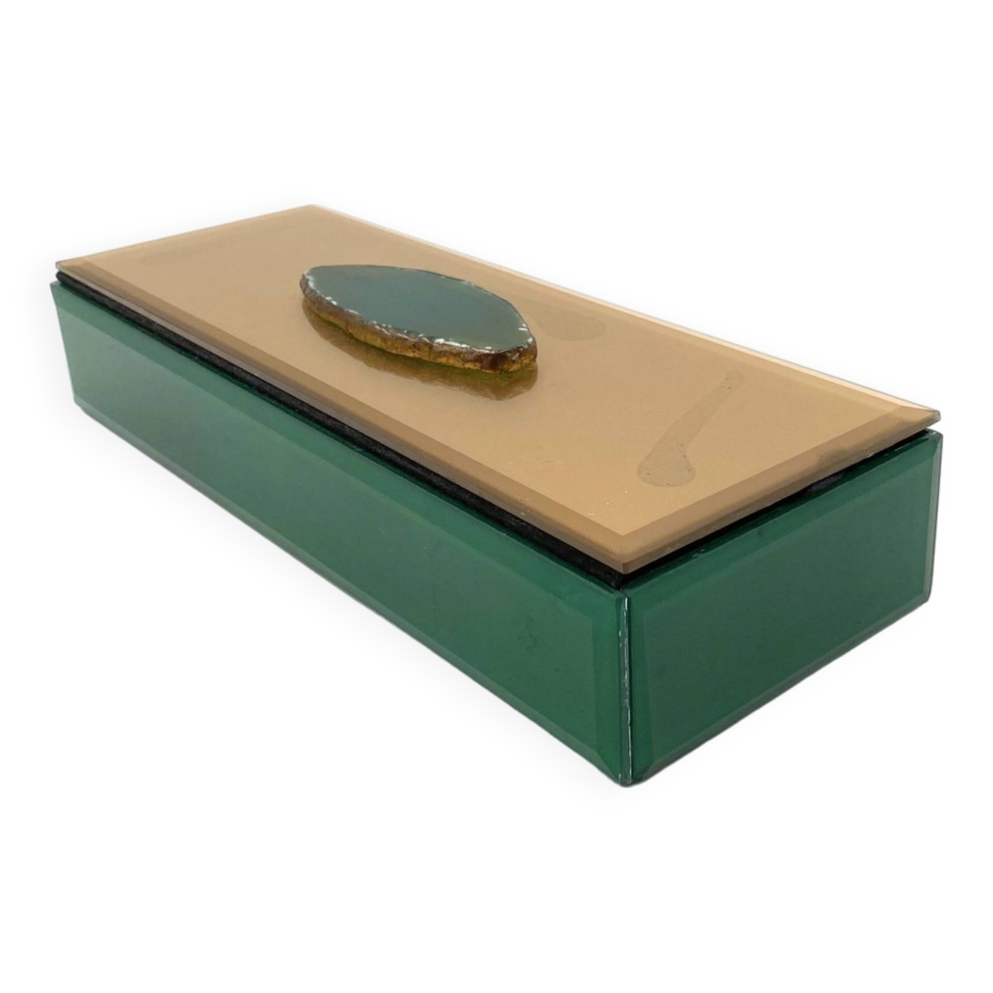 Green glass Jewelry Box, Italy 1980s