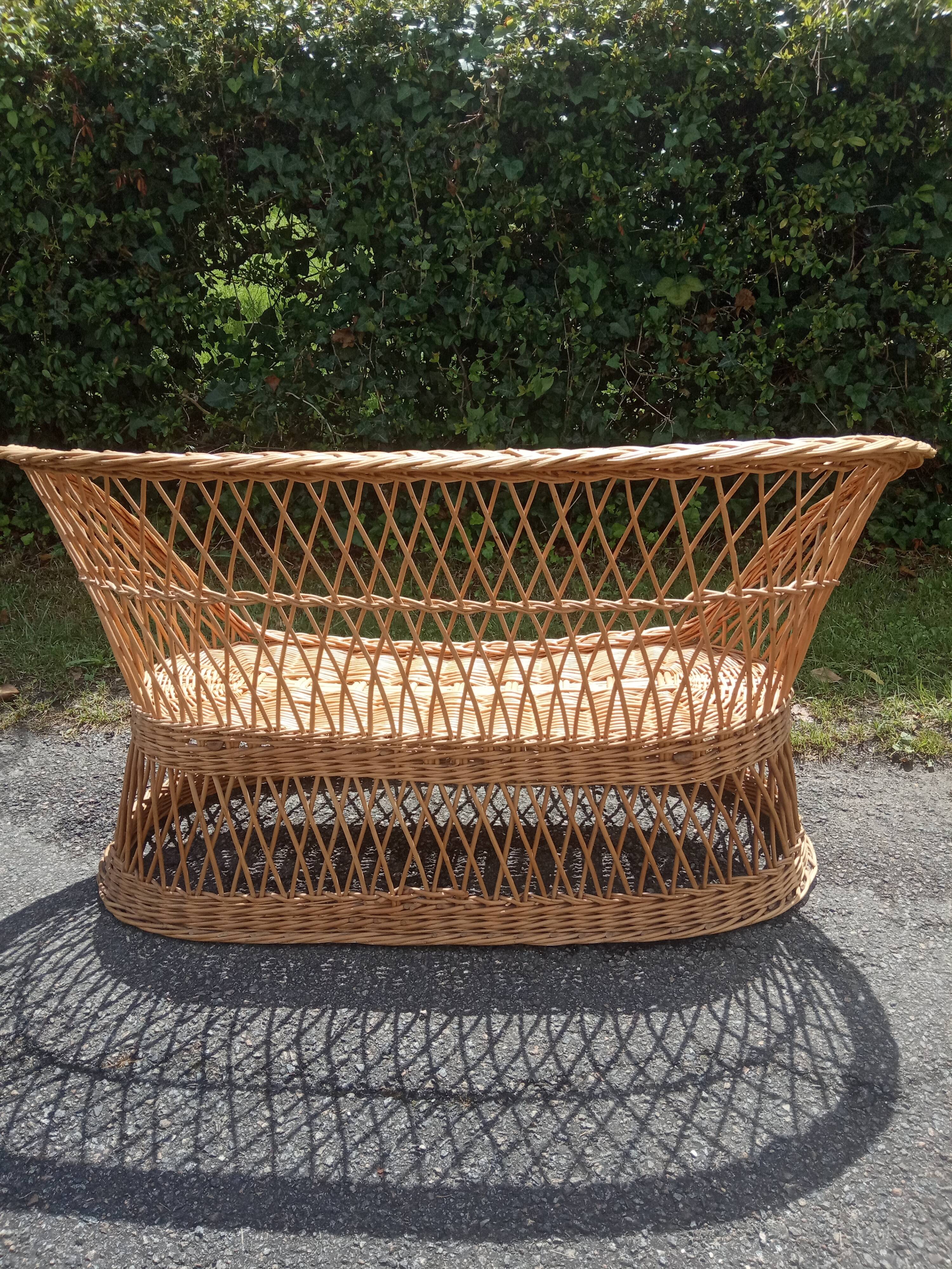 Vintage rattan bench