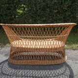 Vintage rattan bench