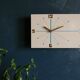 Vintage formica clock silent rectangular wall clock "Blue wood flash"