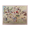 Affiche ancienne carte illustrée de la Guyenne Gironde Dordogne Lot Aveyron - JP Pinchon