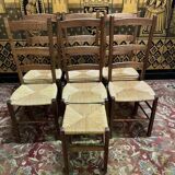 6 high-backed straw chairs